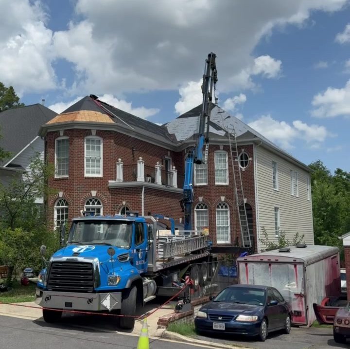 Roofing work underway on a Northern Virginia home